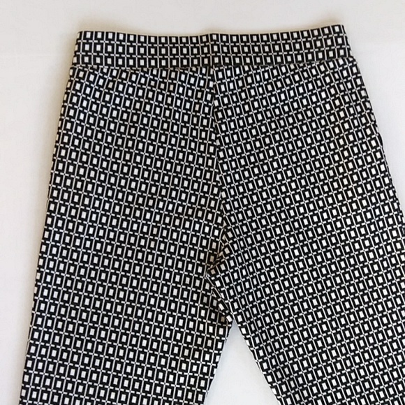 Melissa Paige Stretch Waist Viscose Blend Pants M Black White Pattern - Picture 5 of 13